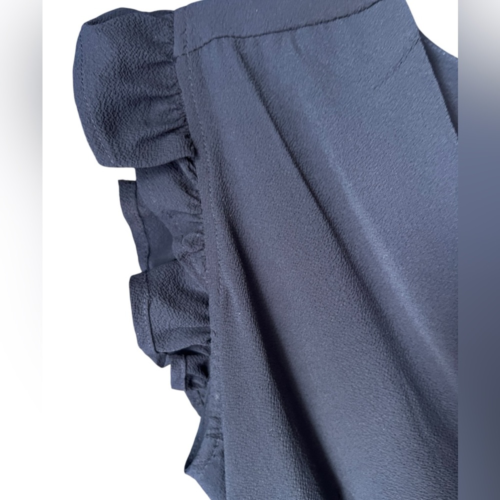Monteau Los Angeles Wrap Top Small Blue Ruffle Sleeve Peplum Blouse Tie Waist - Picture 3 of 8